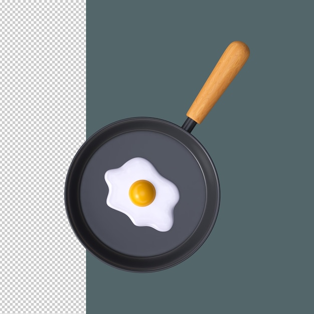 3D-Pfanne mit Spiegelei Omelette zum Frühstück Draufsicht