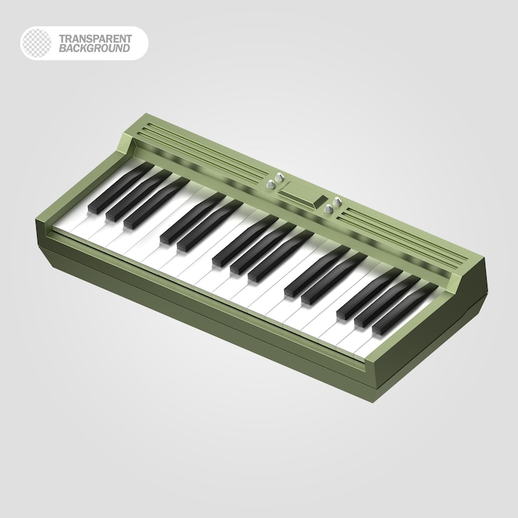 PSD 3d piano objeto elétrico festival de música verde tema cor