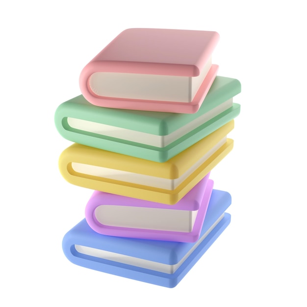 PSD 3d pila de libros cerrados icono aislado transparente png render literatura educativa o comercial