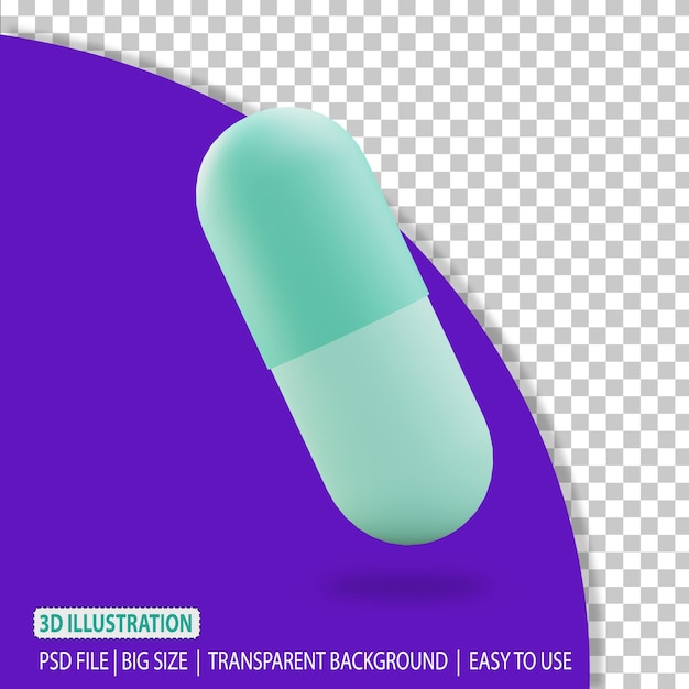 PSD 3d-pille medizin medizinische illustration rendering mit transparentem hintergrund