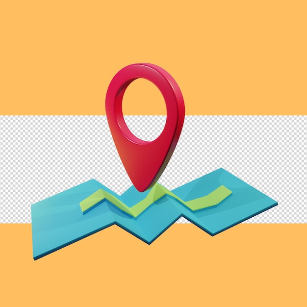 3d pin on map icon design, 3d illustration