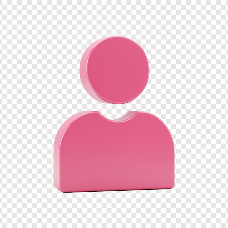 PSD 3d-pink-benutzerprofil-symbol auf durchsichtigem hintergrund