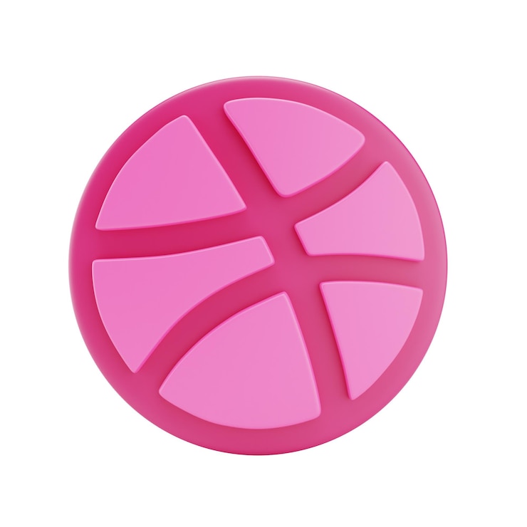 PSD 3d-pink dribbble-symbol für soziale medien und designplattformen