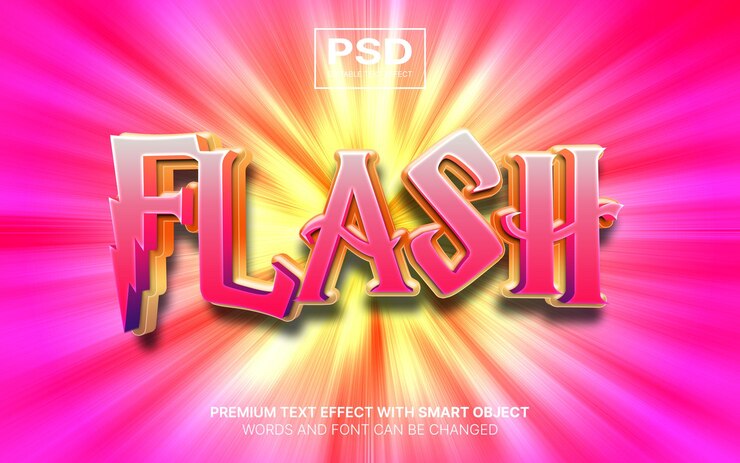 PSD 3d-pink-flash-bearbeitbarer texteffekt