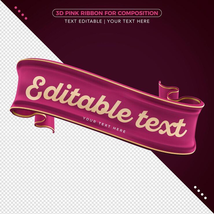 PSD 3d pink ribbon with text mockup