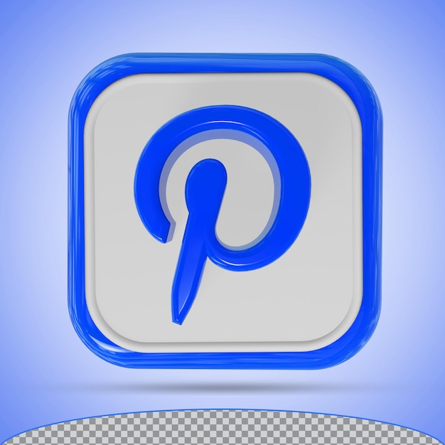 PSD 3d-pinterest-logo in der modernen farbe blau für social-media-symbole-logos