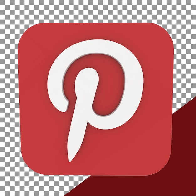 3D-Pinterest-Logo in quadratischer Form für soziale Medien. hochwertige Pinterest-Button-Illustration.