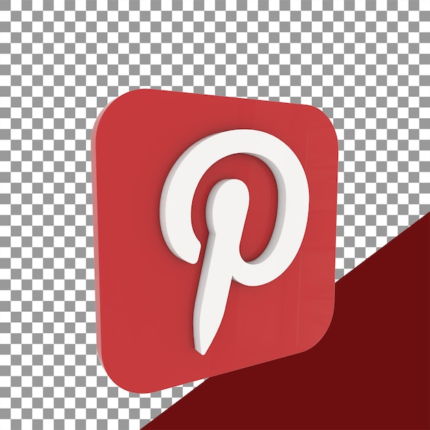 PSD 3d-pinterest-logo in quadratischer form für soziale medien. hochwertige pinterest-button-illustration.