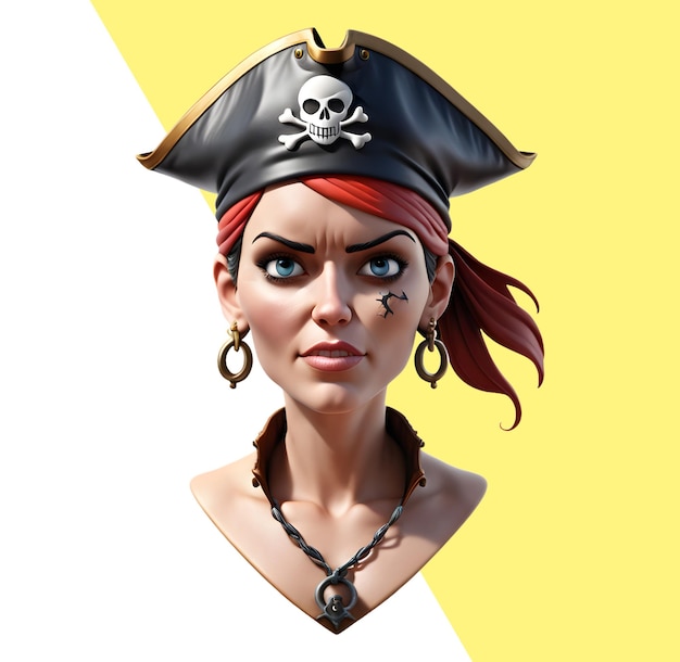 PSD 3d-piratenfrauenfigur