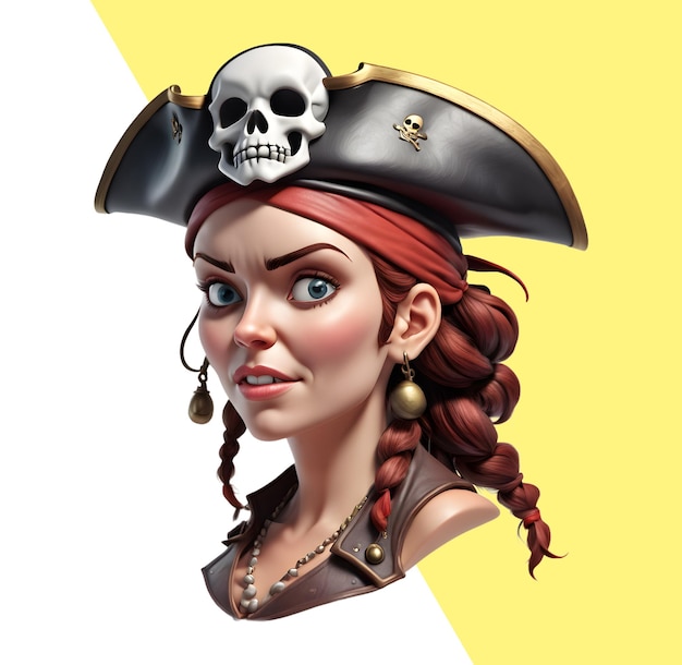 PSD 3d-piratenfrauenfigur