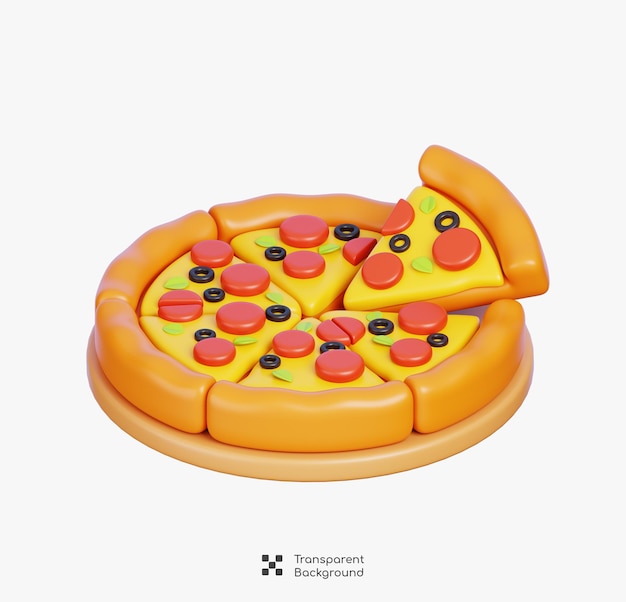 3D-Pizza isoliert Gourmet köstliche Lebensmittel-Ikonen 3D-Rendering
