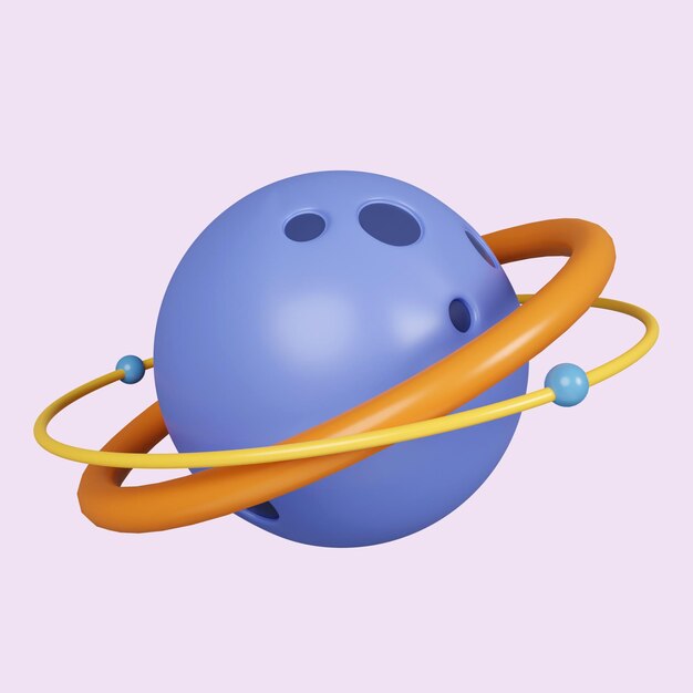 3d Planeta Saturno Júpiter Urano Neptuno con anillo alrededor del ícono aislado en fondo púrpura Ilustración de renderización 3d Camino de recorte