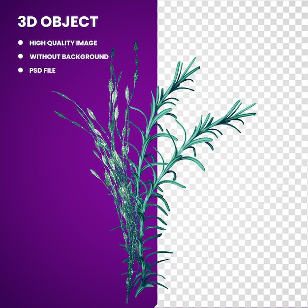 3d Planta de hojas verdes Hierba marina Algas marinas