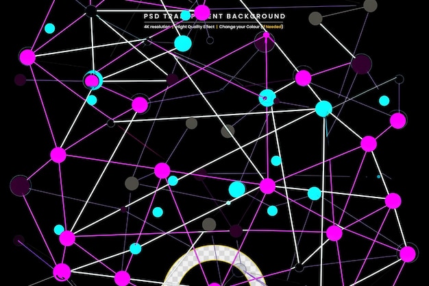 PSD 3d-plexus mit verbindenden linien und punkten auf durchsichtigem hintergrund