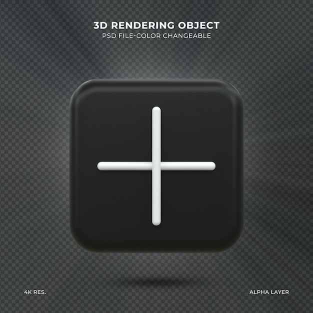 PSD 3d plus icono de interfaz de usuario representación 3d icono de signo más