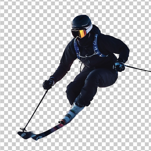 PSD 3d png silueta abstracta de un esquiador aislado