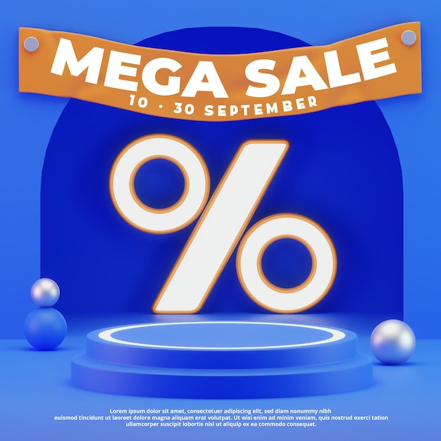 3D-Podium-Mega-Sale-Promotion-Plakatvorlage