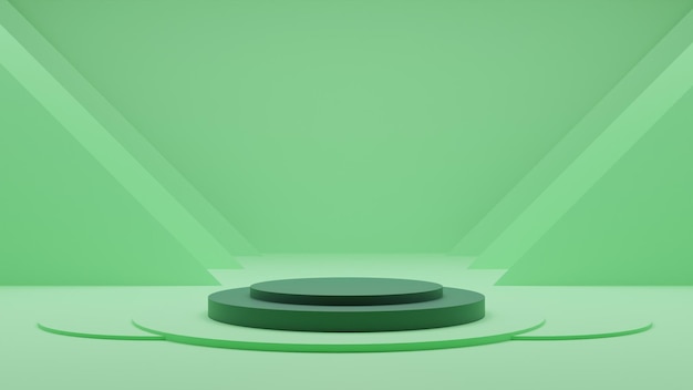 3D-Podium mit Bällen auf grünem Hintergrund