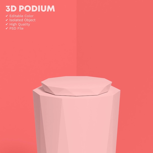 3D Podium Produktständer isoliert voll editierbare Farbe