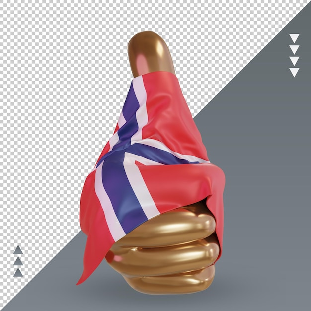 PSD 3d polegar bandeira da noruega renderização vista frontal