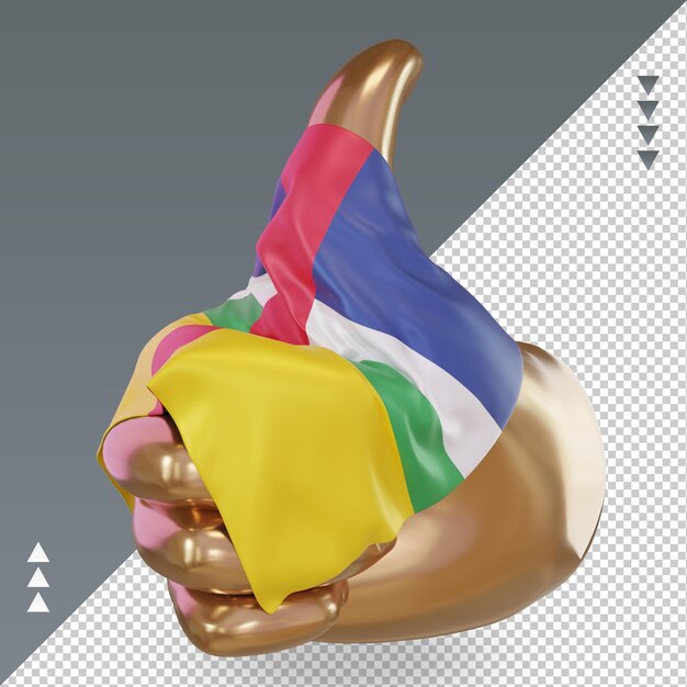 3d polegar bandeira da República Centro-Africana renderizando a vista direita