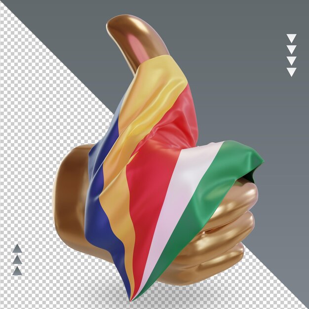 3d polegar bandeira de Seychelles renderizando a vista esquerda