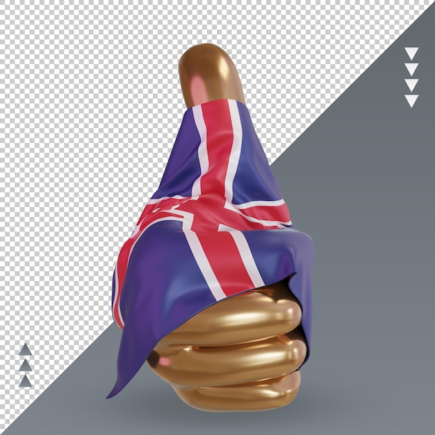 3d polegar bandeira do Reino Unido renderização vista frontal