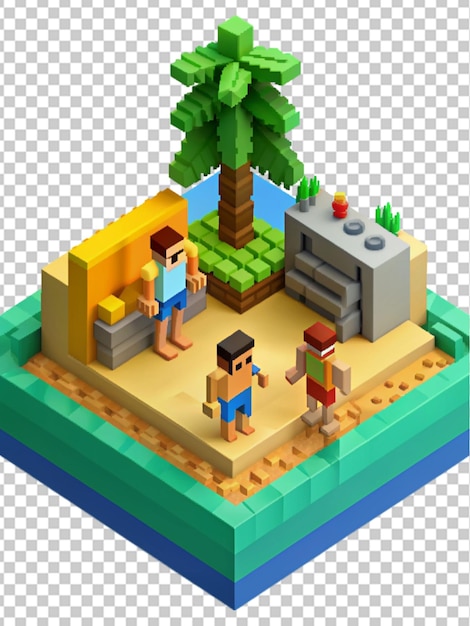 PSD 3d pool de arte voxel png