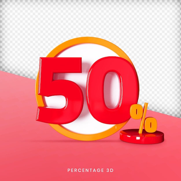 3d porcentagem 50 psd brilhante premium