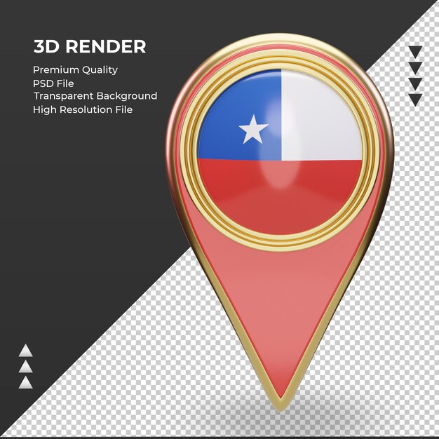 3D posizione pin Cile bandiera rendering vista frontale
