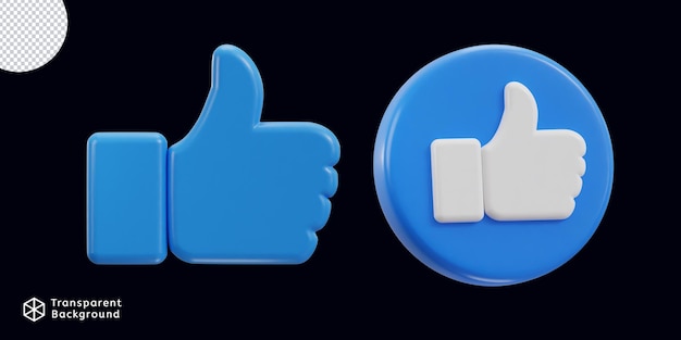 3d, pouce levé, médias sociaux, comme, jeu d'icônes