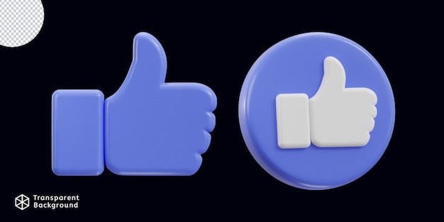 3d, pouce levé, médias sociaux, comme, jeu d'icônes