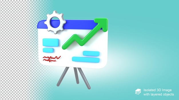 3d-präsentationstafel mit grafiken und analysen