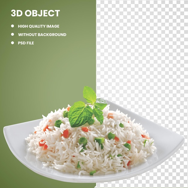 PSD 3d prato de arroz cozido