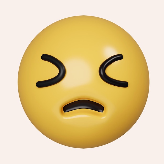 3d, preocupado, por, coloreado, emoji, pegatina, icono, elemento, de, emoji, icono, aislado, en, fondo gris, 3d, interpretación, ilustración, trazado de recorte