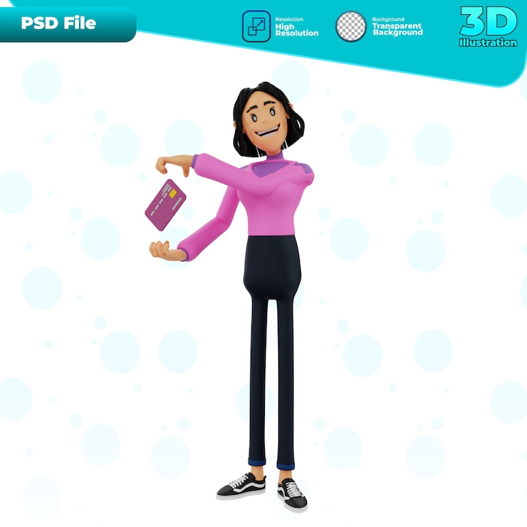 PSD 3d presentando tarjeta de crédito