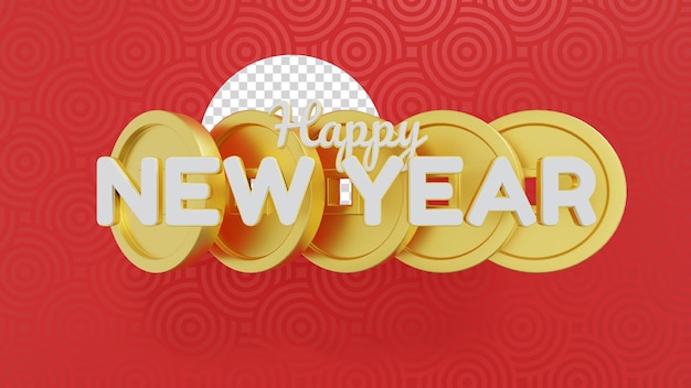 3D prestados feliz año nuevo con monedas chinas