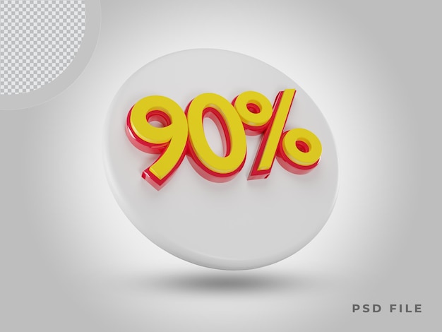 3D prestados icono de colores del 90 por ciento con Psd Premium