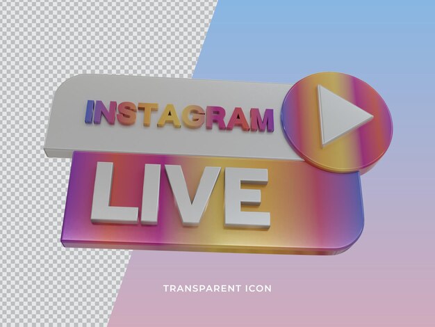 3D prestados vista aislada del icono en vivo de Instagram 3D transparente