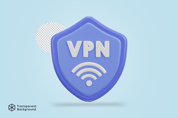 3d protect shield with vpn network icon