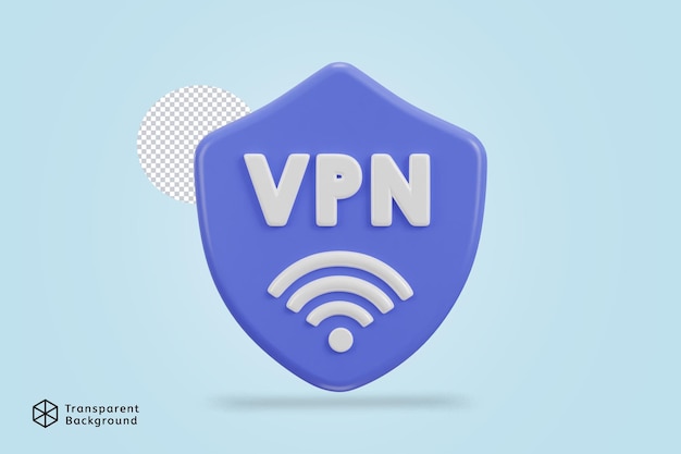 3d protect shield with vpn network icon