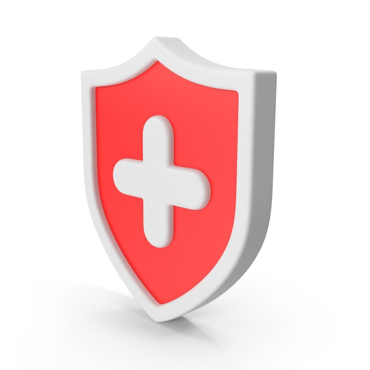 PSD 3d protective medical shield icon representing health safety patient security and healthcare