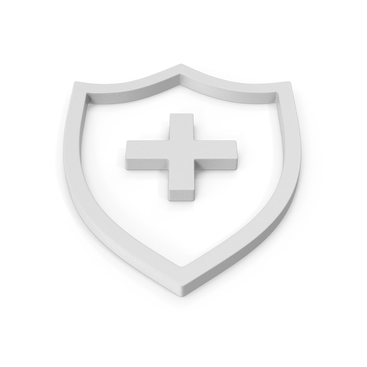 PSD 3d protective medical shield icon representing health safety patient security and healthcare