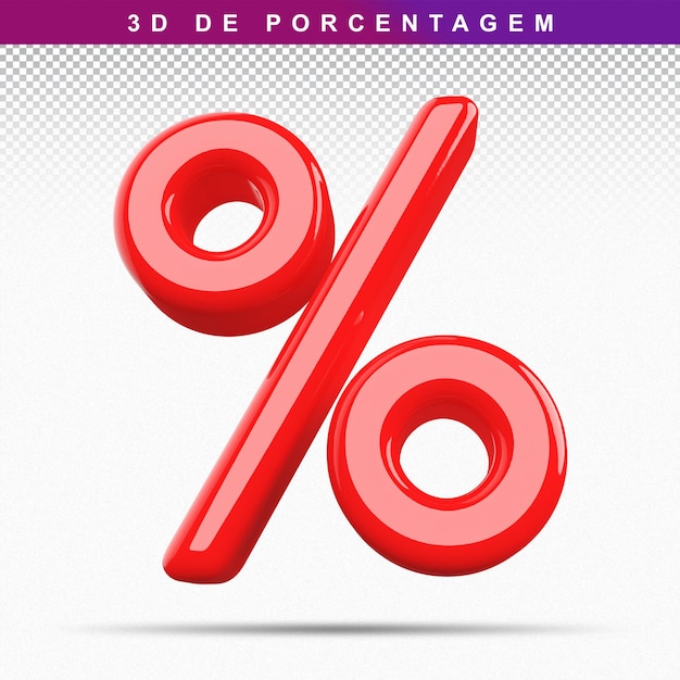 3d Prozentsatzsymbol rot darstellen