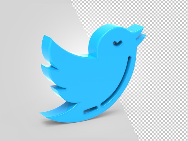 3d psd glänzend blaues soziales Vogel-Twitter-Logo