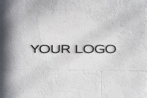 3D PSD Logotipo de la compañía Mockup en la pared Logotipo de fachada de letrero colgado moderno
