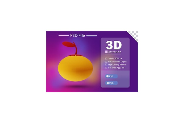 PSD 3d-psd-symbol chinesische orange der chinesischen neujahrsillustration auf isoliertem hintergrund