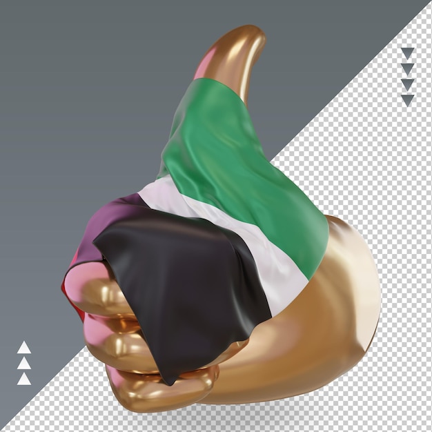 PSD 3d pulgar bandera de los emiratos árabes unidos renderizado vista derecha