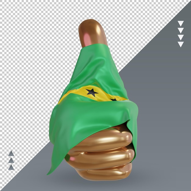 PSD 3d pulgar santo tomé y príncipe bandera renderizado vista frontal