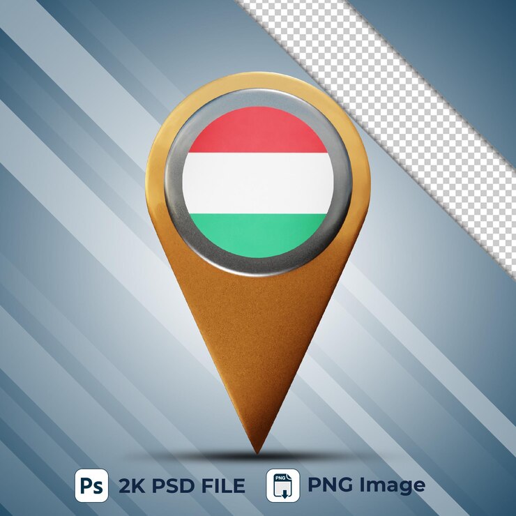 PSD 3d puntero de la bandera húngara